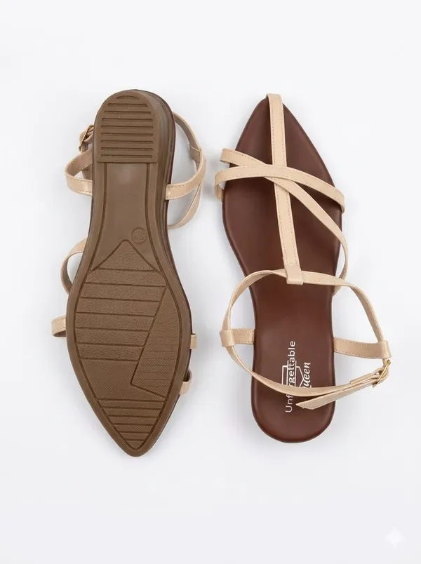 Brown_And_Cream_Canvas_Napa_Strappy_Flat_Sandals_For_Women