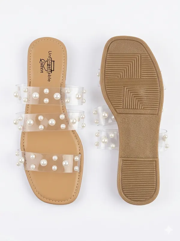Beige_Tpu_Transparent_Pearl_Embellished_Flat_Sandals_For_Women