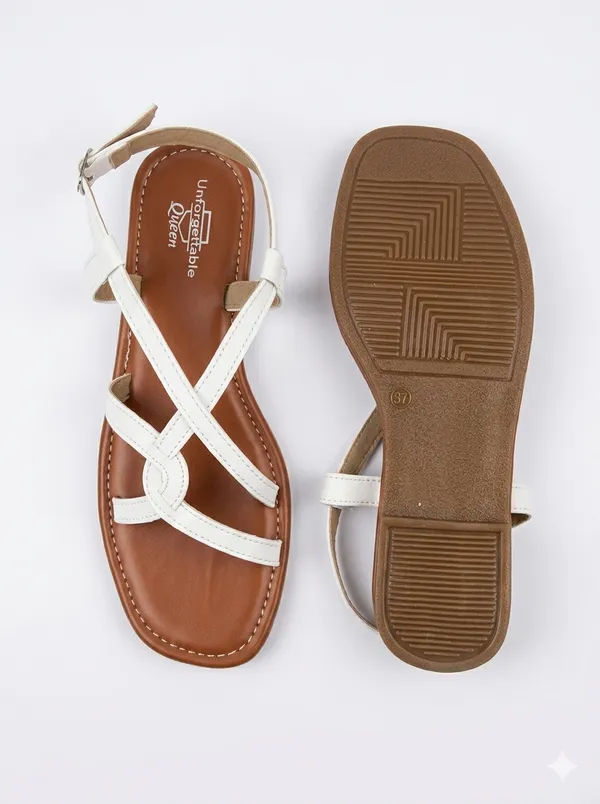 Brown_And_White_Softy_Napa_Embellished_Strappy_Flat_Sandals_For_Women