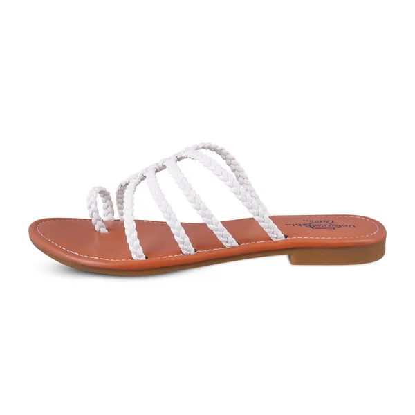 Brown_And_White_Softy_Napa_Braided_Flat_Sandals_For_Women