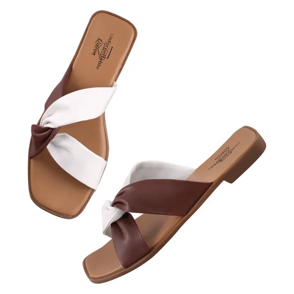 Brown_Softy_Napa_Twist_Strap_Slip-On_Flat_Sandals_For_Women