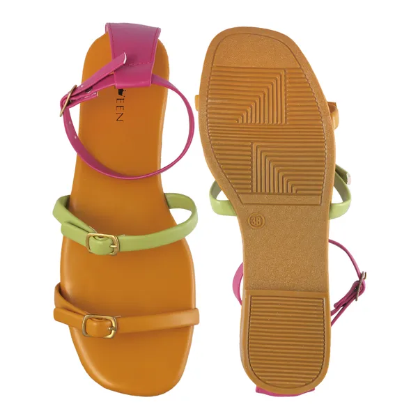 Multicolor_Softy_Napa_Strappy_Flat_Sandals_For_Women