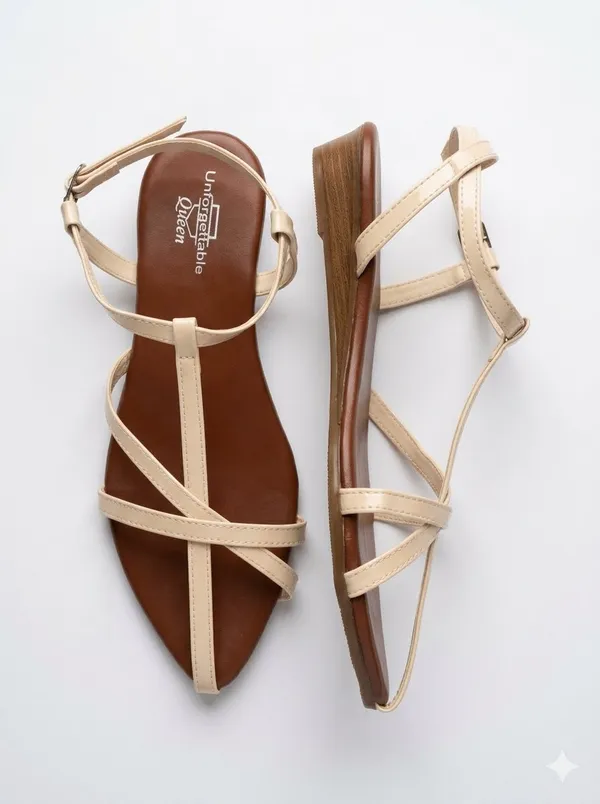 Brown_And_Cream_Canvas_Napa_Strappy_Flat_Sandals_For_Women