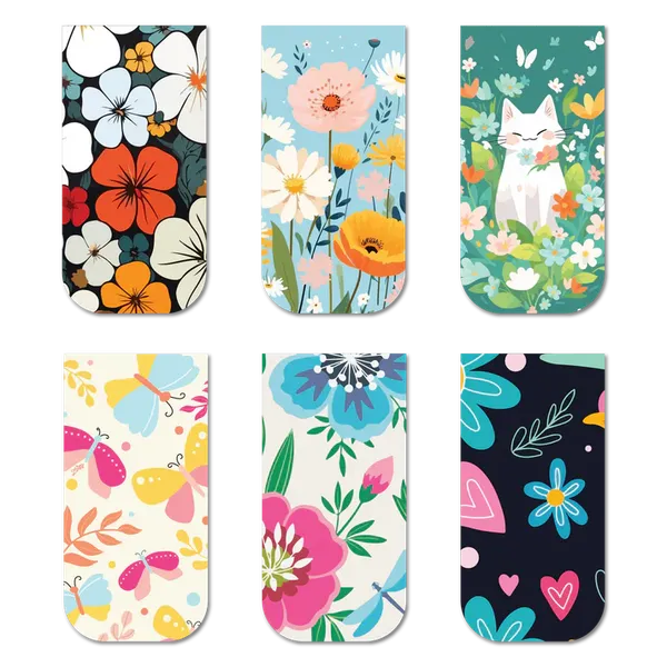 Cute_Floral_Magnetic_Bookmarks_Set_Of_6_Default_Title