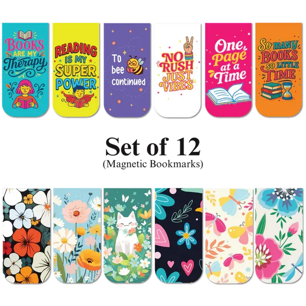 Book_Lovers_Cute_Floral_Magnetic_Bookmarks_Set_Of_12_Default_Title