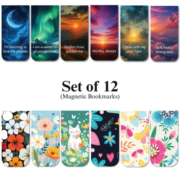 Sky_Affirmations_Cute_Floral_Magnetic_Bookmarks_Set_Of_12_Default_Title