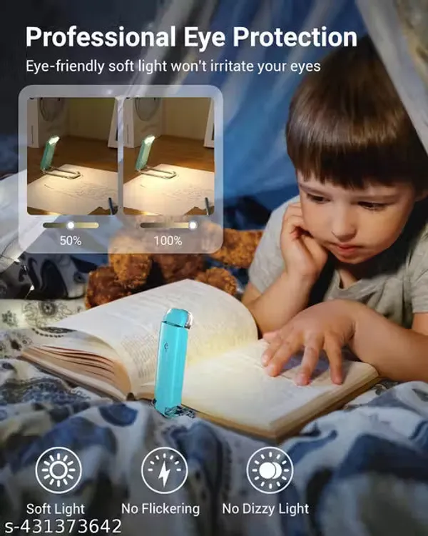 Usb_Rechargeable_Book_Light_3_Brightness_Levels_3_Color_Led_Clip_On_Reading_Lights_For_Books_Blue_Default_Title