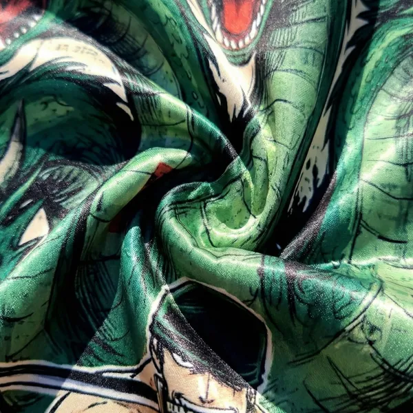 Anime_Swordsman_Wall_Tapestry_With_Multi_Headed_Dragon_Design_In_A_Green_Themed_Gaming_Room