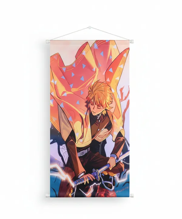 Agatsuma_Zenitsu_Anime_Demon_Slayer_Hanging_Scrolls_Home_Decor_Wall_Hanging_Artwork_Anime_Canvas_Default_Title