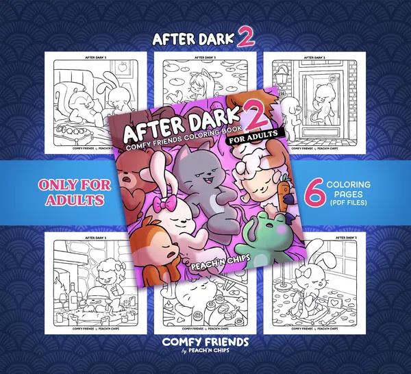 After_Dark_2_Comfy_Friends_Coloring_Book_Printable_For_Adults_By_Peach_N_Chips_Default_Title