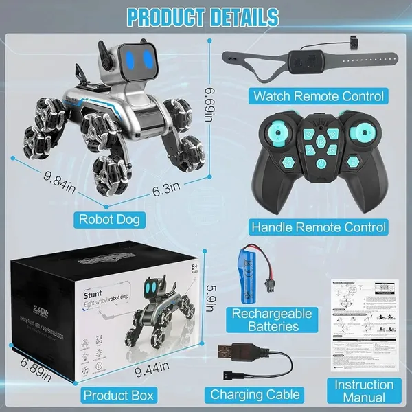 Rc_Stunt_Robot_Dog_Rechargeable_Multifunctional_2_4ghz_8wd_Gesture_Sensing_Support_360_Rotation_Default_Title