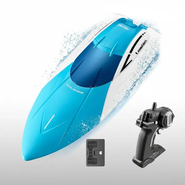 Rc_Speed_Boat_For_Pools_And_Lakes_4_Channel_2_4ghz_Remote_Control_And_Rechargeable_Boat_Battery_Default_Title
