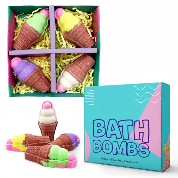 Ice_Cream_Cone_Bath_Bombs_80_Gm_Each_Pack_Of_4_Natural_Handcrafted_Aromatic_Fragrance_Perfect_Bath_Gift_For_Kids_Men_Women_Default_Title