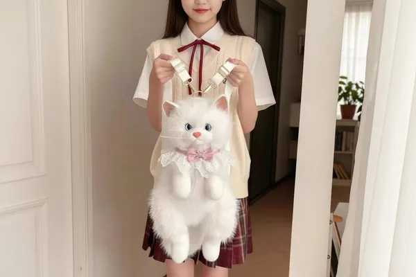 White_Kitty_Soft_Faux_Fur_Backpack_And_Shoulder_Bag_With_Adjustable_Straps_White