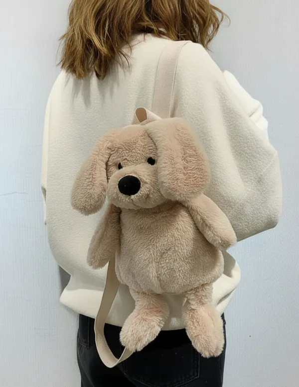 Cute_Dog_Furry_Plush_Backpack_Bag_Beige