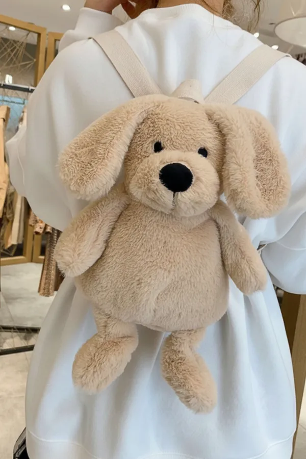 Cute_Dog_Furry_Plush_Backpack_Bag_Beige