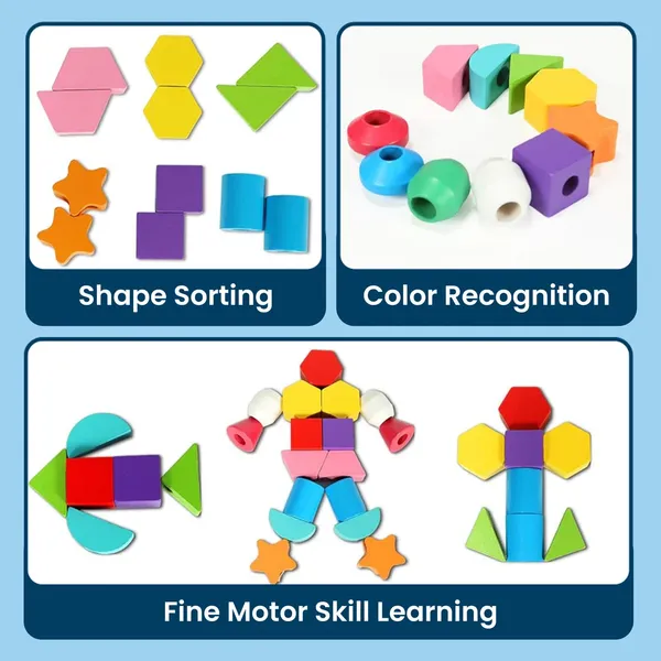 2_In_1_Wooden_Montessori_Shape_Stacking_And_Lacing_Threading_Toys_For_Toddlers_Fine_Motor_Skills_Development_Wooden_Stacking_Blocks_Lacing_Beads_Pack_Of_2