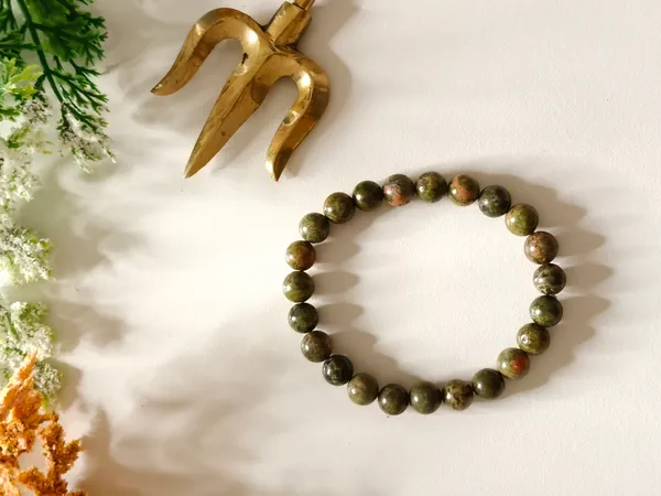 Green_Unakite_Crystal_Beaded_Bracelet_For_Unisex