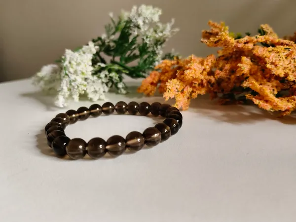 Brown_Smoky_Quartz_Crystal_Beaded_Bracelet_For_Unisex