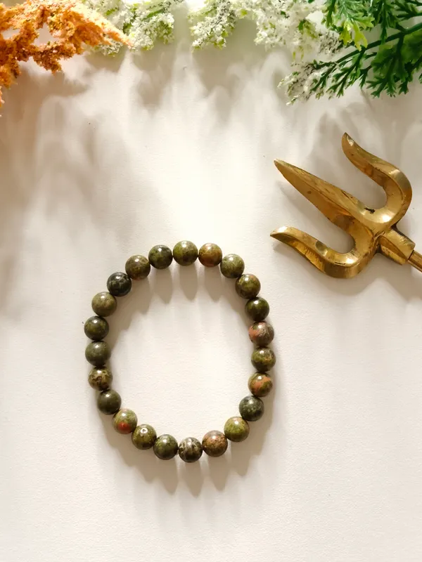 Green_Unakite_Crystal_Beaded_Bracelet_For_Unisex