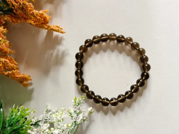 Brown_Smoky_Quartz_Crystal_Beaded_Bracelet_For_Unisex