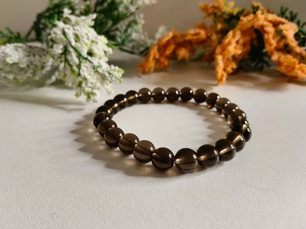 Brown_Smoky_Quartz_Crystal_Beaded_Bracelet_For_Unisex