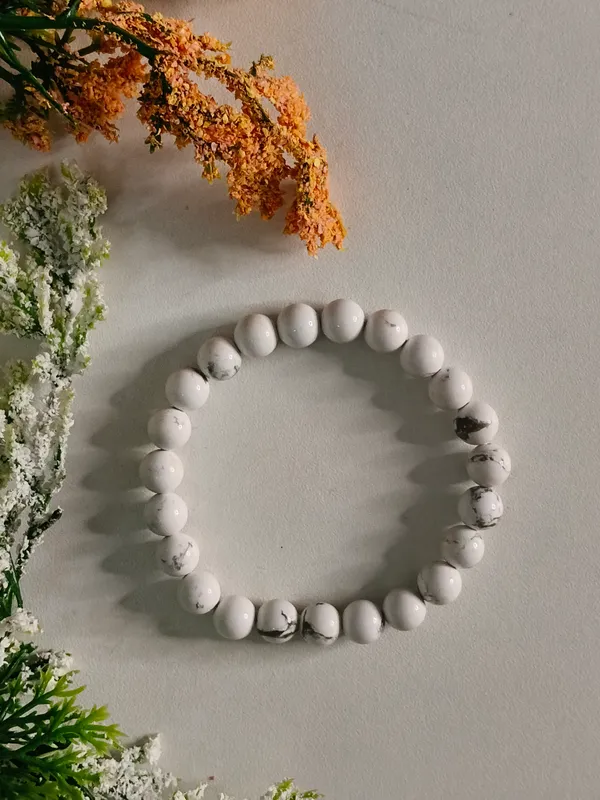 White_Howlite_Crystal_Marbled_Beaded_Bracelet_For_Unisex