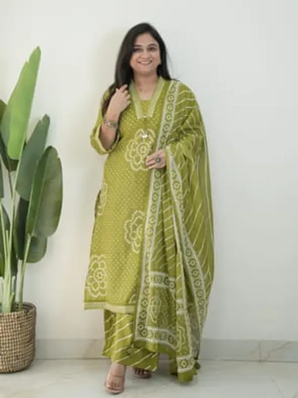 Jaipur_Libas_Srisha_Green_Bandhani_Print_Cotton_Suit_Set_With_Leheriya_Dupa_More