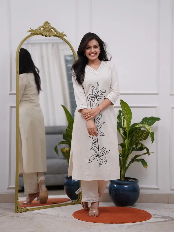 Jaipur_Libas_Beige_Cotton_Blend_Embroidered_Kurta_Palazzo_Set_With_Dupatta