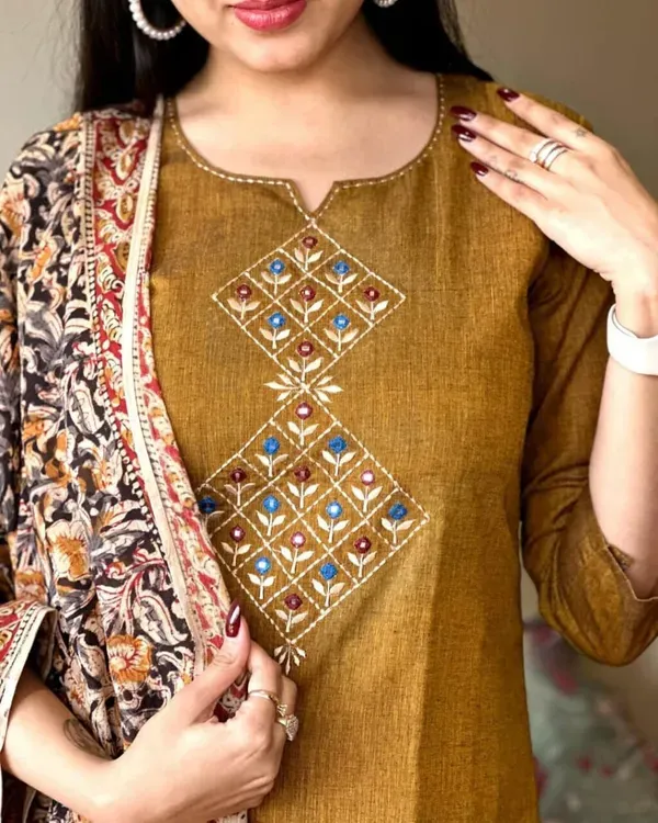 Ruddy_Brown_Embroidery_Handloom_Cotton_Suit_Set_With_Dupatta_For_Women