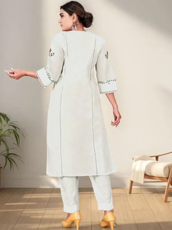Floral_Embroidered_Thread_Work_Pure_Cotton_A_Line_Kurta_With_Trousers