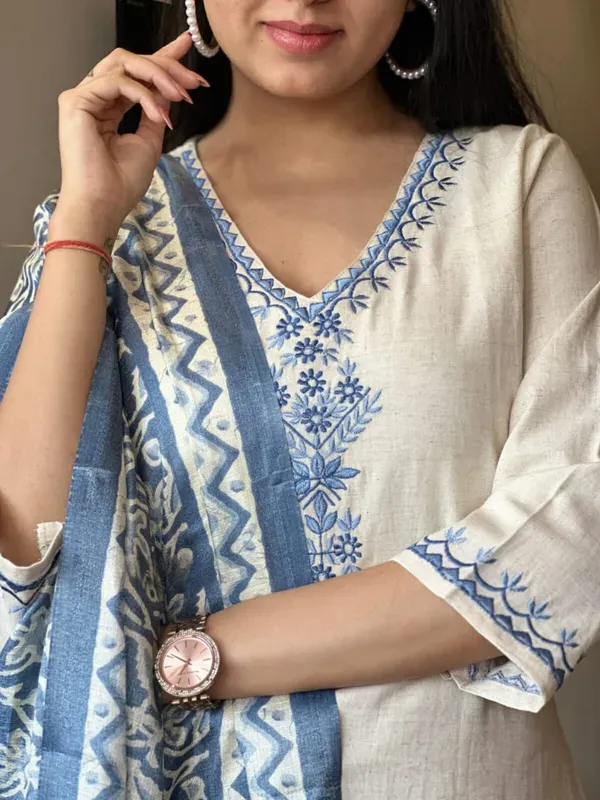 Off_White_Light_Blue_Cotton_Flex_Embroidery_Work_Suit_Set_With_Silk_Dupat_More