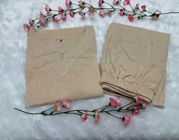 Beige_Cotton_Casual_Loose_Solid_Tracksuit_Outfits_For_Women