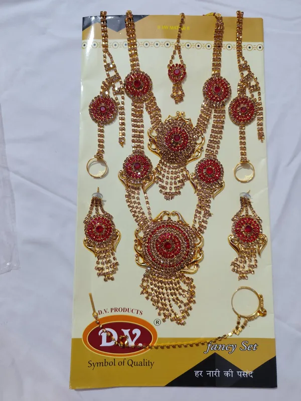 Gold_Tone_Red_Bridal_Necklace_Jewellery_Set