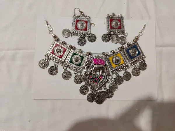 Silver-Tone_Oxidized_Tribal_Necklace_Set_for_Women
