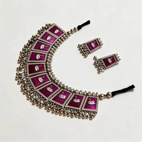 Purple_Silver_Tone_Metal_Traditional_Necklace_And_Earring_Set_For_Women