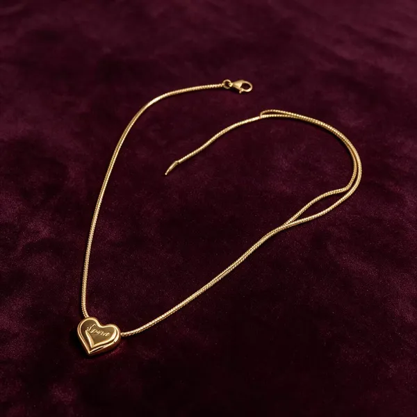 Gold_Tone_Metal_Heart_Pendant_Chain_Necklace_For_Women
