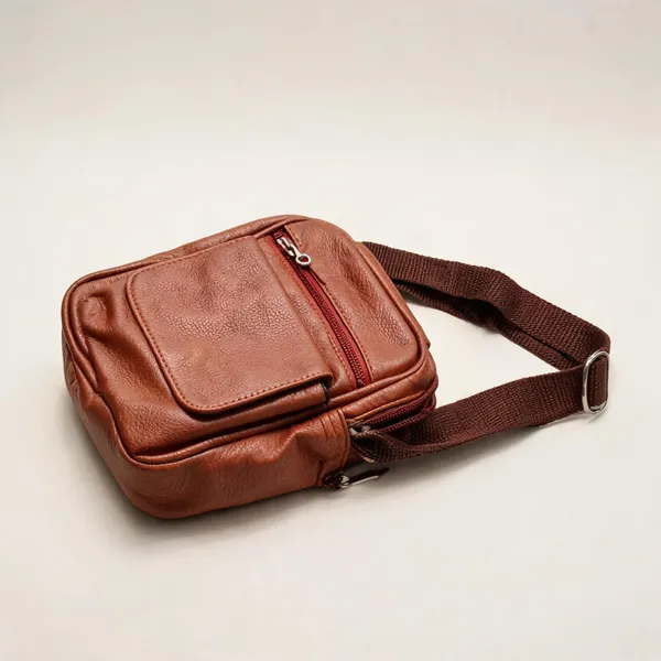 Brown_Textured_Leather_Crossbody_Sling_Bag_For_Men
