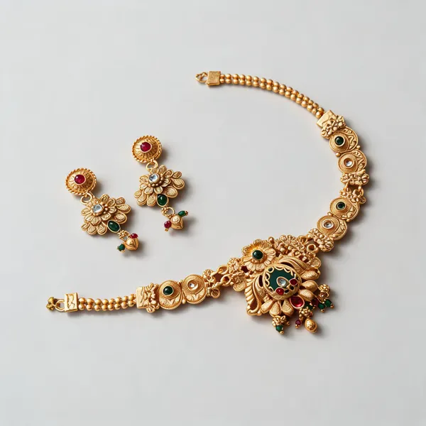 Golden_Metal_Peacock_Stone_Traditional_Necklace_Earring_Set_For_Women