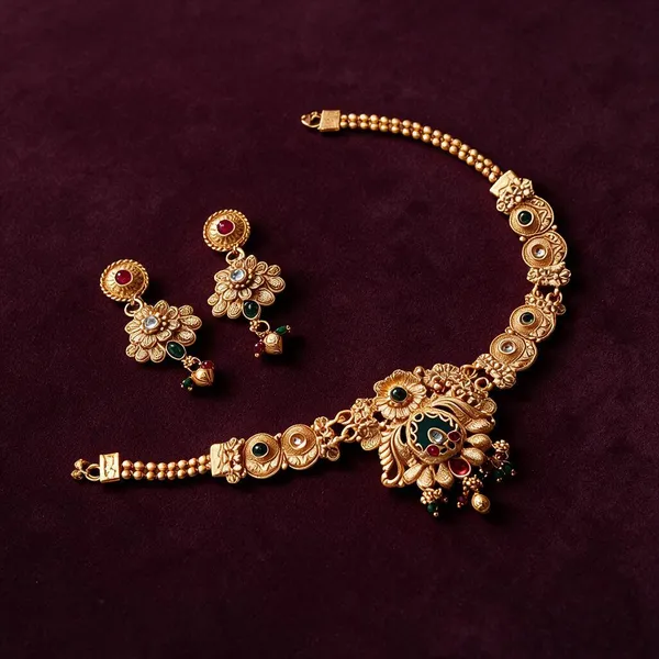 Golden_Metal_Peacock_Stone_Traditional_Necklace_Earring_Set_For_Women