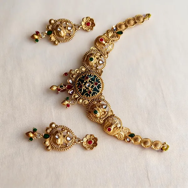 Golden_Metal_Meenakari_Enamel_Traditional_Necklace_Earring_Set_For_Women