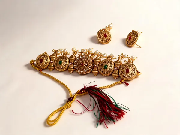 Golden_Metal_Kundan_Stone_Festive_Rakhi_Earring_Set_For_Women