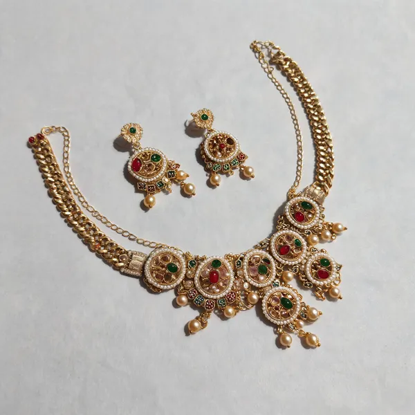 Gold-Tone_Kundan_Red_Green_Stone_Bridal_Necklace_Earring_Set_For_Women