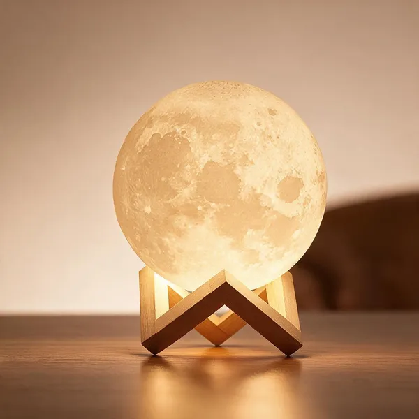 Pla_3D_Printed_7-Color_Rechargeable_Moon_Night_Lamp_With_Wood_Stand