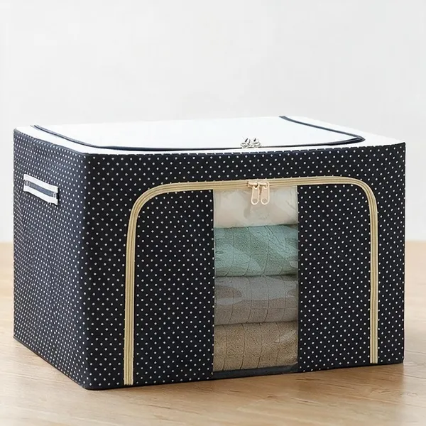 Fabric_Steel_Frame_66L_Foldable_Clothes_Storage_Bag_With_Window