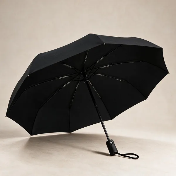 Black_Pongee_Windproof_Auto_Open_Close_3-Fold_Umbrella