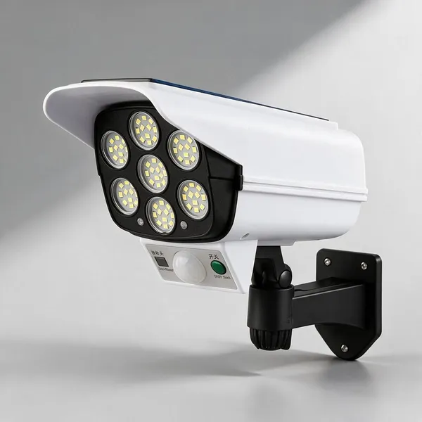 Abs_Solar_Powered_Dummy_Cctv_Camera_Shape_Motion_Sensor_LED_Light