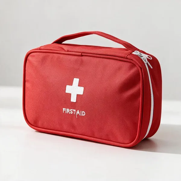 Red_Oxford_Fabric_Compact_First_Aid_Travel_Medicine_Organizer_Pouch