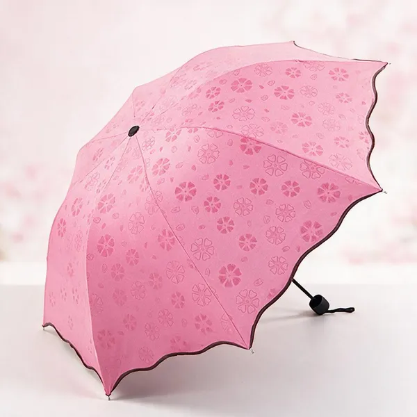 Multicolor_Pongee_Magic_Blossom_Water-Reaction_Foldable_Umbrella_For_Women