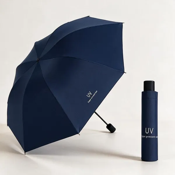 Navy_Blue_Pongee_Anti-Uv_3-Fold_Windproof_Manual_Umbrella